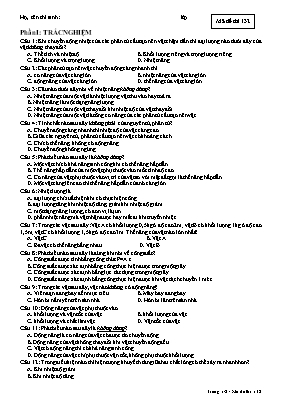 Đề kiểm tra học kỳ 2 môn Vật lý Lớp 8 - Mã đề 132