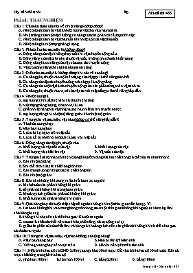 Đề kiểm tra học kỳ 2 môn Vật lý Lớp 8 - Mã đề 485