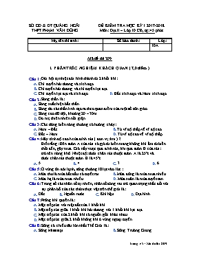 Đề kiểm tra học kỳ I môn Địa lý Lớp 10 (Cơ bả
