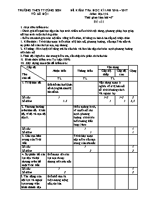 Đề kiểm tra học kỳ I môn Địa lý Lớp 6 - Năm h