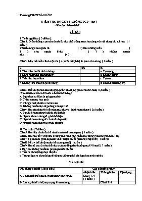 Đề kiểm tra học kỳ I môn Giáo dục công dân Lớ