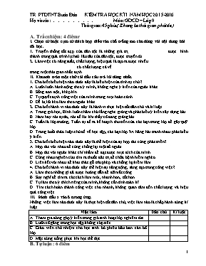 Đề kiểm tra học kỳ I môn Giáo dục công dân Lớ