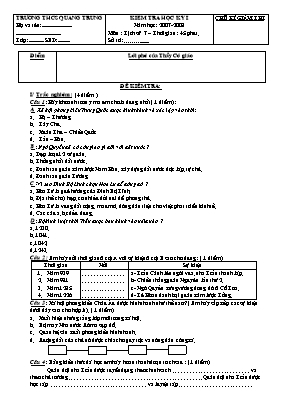 Đề kiểm tra học kỳ I môn Lịch sử Lớp 7 - Trườ