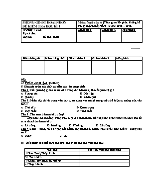 Đề kiểm tra học kỳ I môn Ngữ văn Lớp 6 - Năm