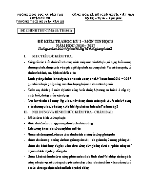 Đề kiểm tra học kỳ I môn Tin học Lớp 8 - Mã đ