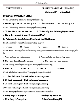 Đề kiểm tra học kỳ II môn Địa lý Lớp 11 - Năm