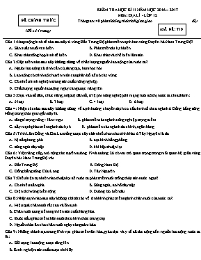 Đề kiểm tra học kỳ II môn Địa lý Lớp 12 - Mã 