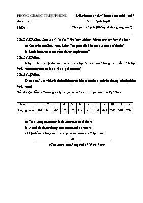 Đề kiểm tra học kỳ II môn Địa lý Lớp 8 - Năm học 2016-2017 - Phòng GD & ĐT Triệu Phong
