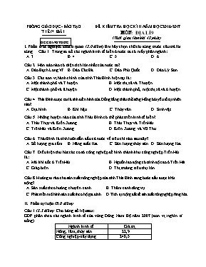 Đề kiểm tra học kỳ II môn Địa lý Lớp 9 - Năm 