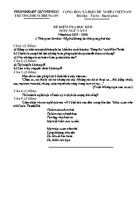 Đề kiểm tra học kỳ II môn Giáo dục công dân 9