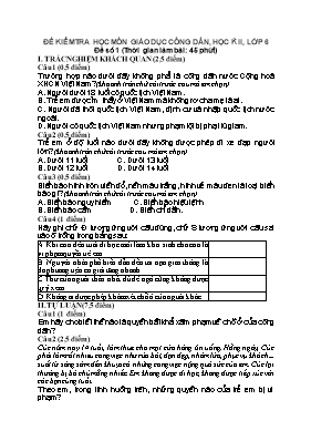 Đề kiểm tra học kỳ II môn Giáo dục công dân L