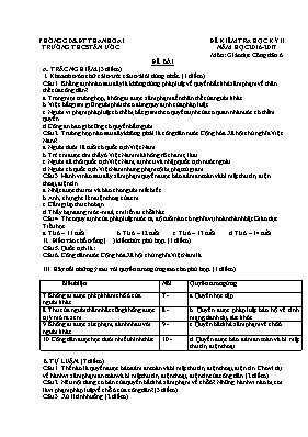 Đề kiểm tra học kỳ II môn Giáo dục công dân L