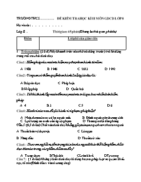 Đề kiểm tra học kỳ II môn Giáo dục công dân Lớp 8 (Có đáp án)