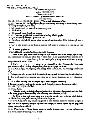 Đề kiểm tra học kỳ II môn Giáo dục công dân Lớp 8 - Năm học 2016-2017 - Trường Mầm non, TH & THCS Ngải Thầu