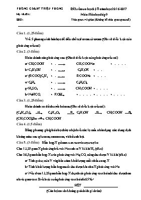 Đề kiểm tra học kỳ II môn Hóa học 9 - Năm học
