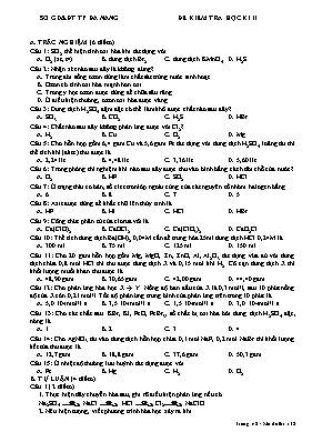 Đề kiểm tra học kỳ II môn Hóa học Lớp 10 (Có đáp án)
