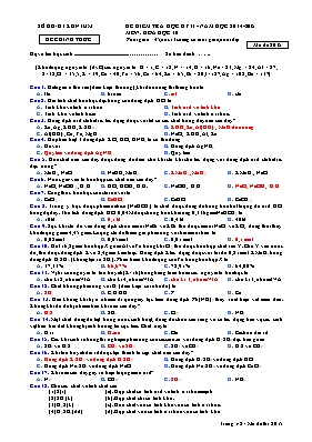 Đề kiểm tra học kỳ II môn Hóa học Lớp 10 - Mã đề 2015 - Năm học 2015-2016 - Sở GD & ĐT Kon Tum