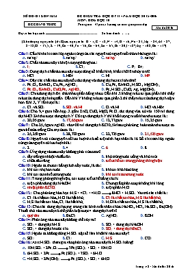 Đề kiểm tra học kỳ II môn Hóa học Lớp 10 - Mã đề 2016 - Năm học 2015-2016 - Sở GD & ĐT Kon Tum