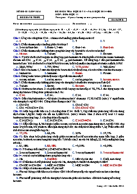 Đề kiểm tra học kỳ II môn Hóa học Lớp 11 - Mã