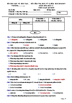Đề kiểm tra học kỳ II môn Hóa học Lớp 11 - Nă
