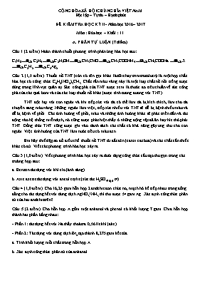 Đề kiểm tra học kỳ II môn Hóa học Lớp 11 - Nă