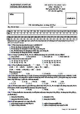 Đề kiểm tra học kỳ II môn Hóa học Lớp 12 - Mã đề 04 - Trường THPT Đông Thọ
