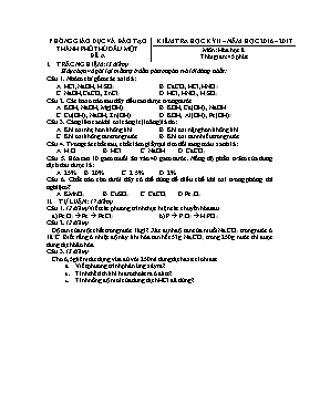 Đề kiểm tra học kỳ II môn Hóa học Lớp 8 - Đề 