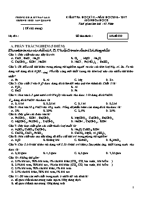 Đề kiểm tra học kỳ II môn Hóa học Lớp 8 - Mã 