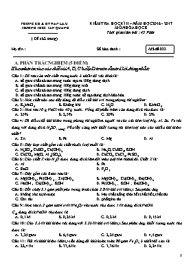 Đề kiểm tra học kỳ II môn Hóa học Lớp 8 - Mã 