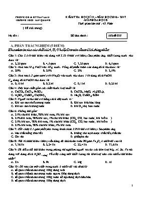 Đề kiểm tra học kỳ II môn Hóa học Lớp 8 - Mã 