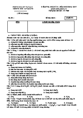 Đề kiểm tra học kỳ II môn Hóa học Lớp 9 - Mã 