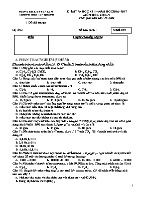 Đề kiểm tra học kỳ II môn Hóa học Lớp 9 - Mã 