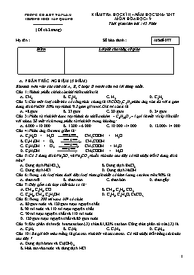 Đề kiểm tra học kỳ II môn Hóa học Lớp 9 - Mã 