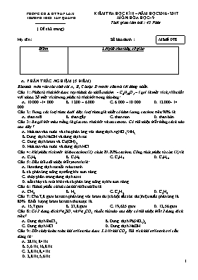 Đề kiểm tra học kỳ II môn Hóa học Lớp 9 - Mã 