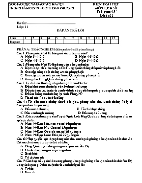 Đề kiểm tra học kỳ II môn Lịch sử Lớp 11 - Đề