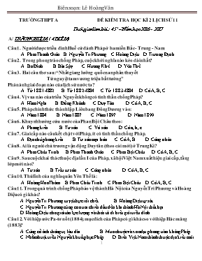 Đề kiểm tra học kỳ II môn Lịch sử Lớp 11 - Nă
