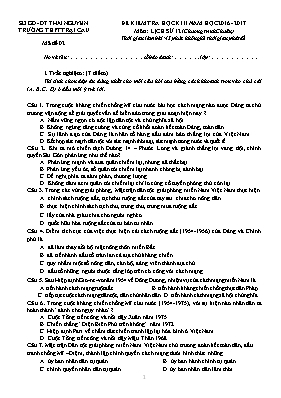 Đề kiểm tra học kỳ II môn Lịch sử Lớp 12 (Chương trình Chuẩn) - Mã đề 02 - Năm học 2016-2017 - Trường THPT Trại Cau