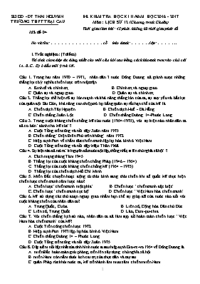 Đề kiểm tra học kỳ II môn Lịch sử Lớp 12 (Chương trình Chuẩn) - Mã đề 04 - Năm học 2016-2017 - Trường THPT Trại Cau