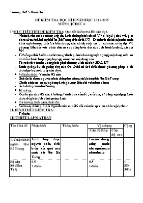 Đề kiểm tra học kỳ II môn Lịch sử Lớp 6 - Năm học 2014-2015 - Trường THCS Xuân Bảo
