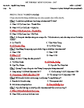 Đề kiểm tra học kỳ II môn Lịch sử Lớp 7 - Năm