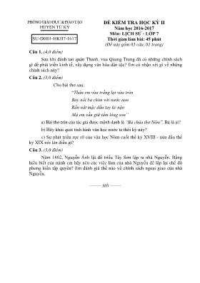 Đề kiểm tra học kỳ II môn Lịch sử Lớp 7 - Năm