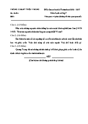 Đề kiểm tra học kỳ II môn Lịch sử Lớp 7 - Năm