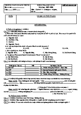 Đề kiểm tra học kỳ II môn Lịch sử Lớp 7 - Trư