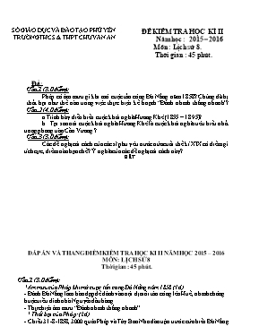 Đề kiểm tra học kỳ II môn Lịch sử Lớp 8 - Năm