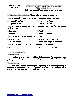 Đề kiểm tra học kỳ II môn Lịch sử Lớp 8 - Năm