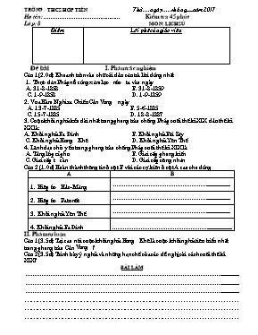 Đề kiểm tra học kỳ II môn Lịch sử Lớp 8 - Năm