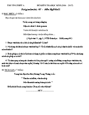 Đề kiểm tra học kỳ II môn Ngữ văn Lớp 11 - Nă