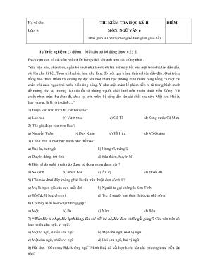 Đề kiểm tra học kỳ II môn Ngữ văn Lớp 6 (Có đáp án)