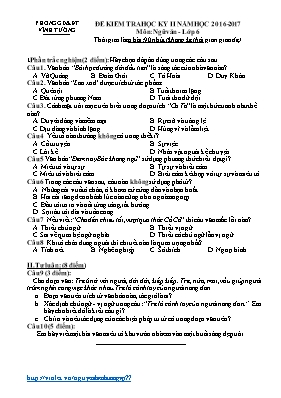 Đề kiểm tra học kỳ II môn Ngữ văn Lớp 6 - Năm