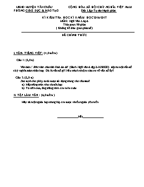 Đề kiểm tra học kỳ II môn Ngữ văn Lớp 6 - Năm